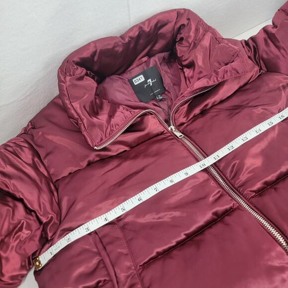 7 For All Mankind Women's Lined Puffer Jacket Coat Red  Small New - Picture 10 of 11